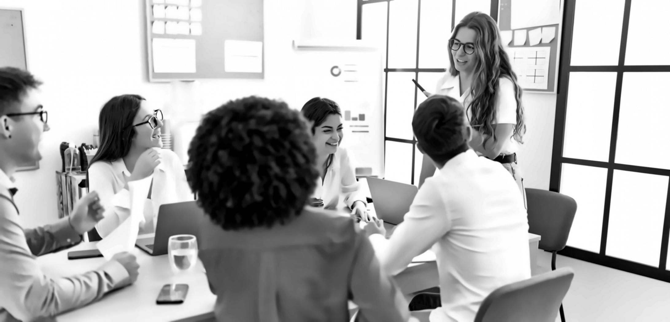 Financial analysts collaborating on corporate valuation models in modern office setting